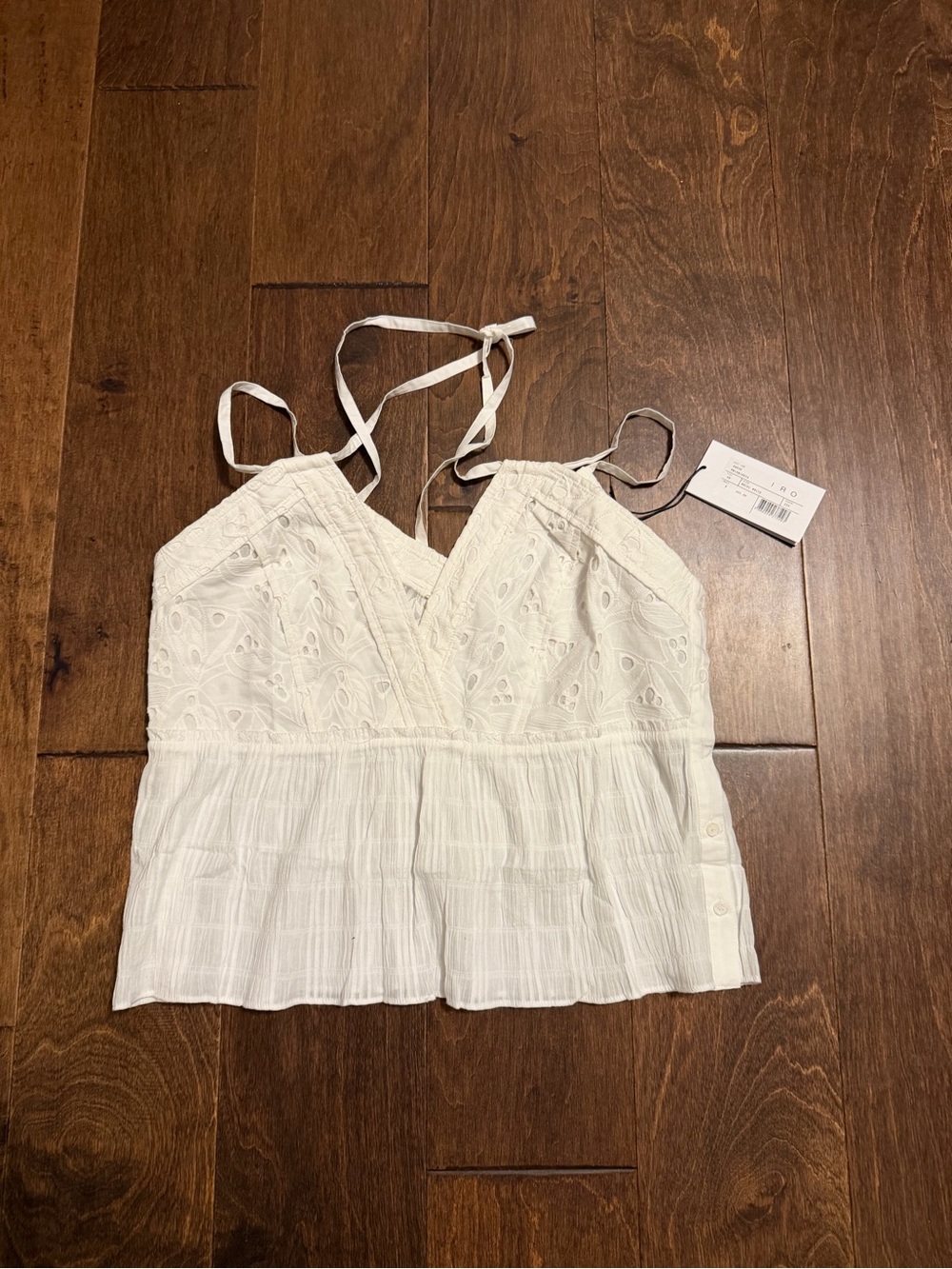 IRO White Eyelet Cotton Tie-Strap Camisole